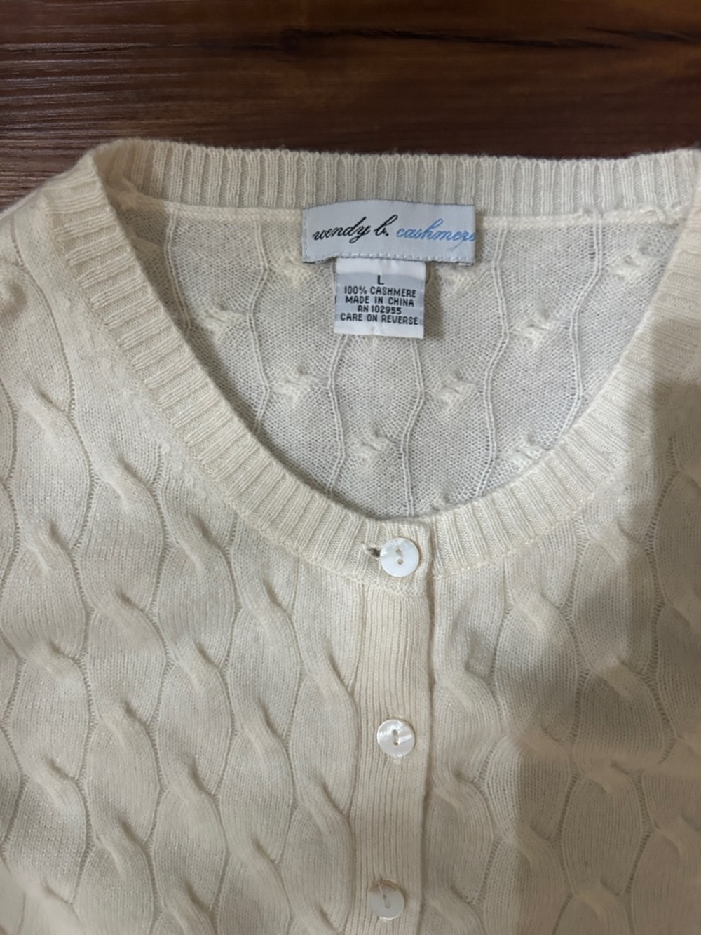 Wendy Bellissimo Ivory Cable-Knit Cashmere Cardigan - Picture 4 of 5